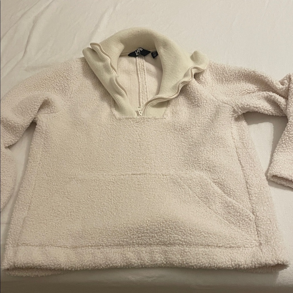 Lands End Cozy Cream Sherpa boucle Pullover size Medium M